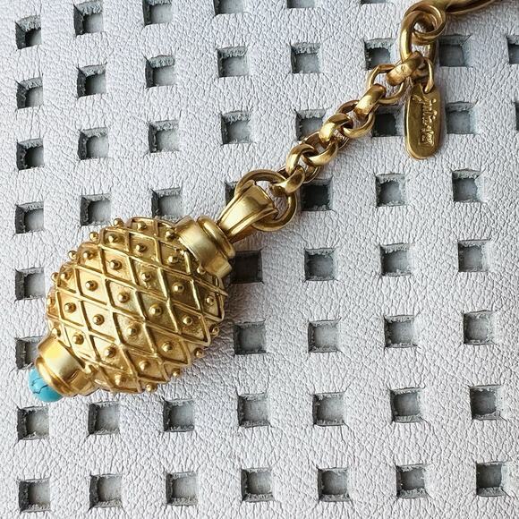 Rare Retired Julie Vos Gold-Tone Turquoise Pendant Charm Keychain Resort Coastal - Picture 2 of 15